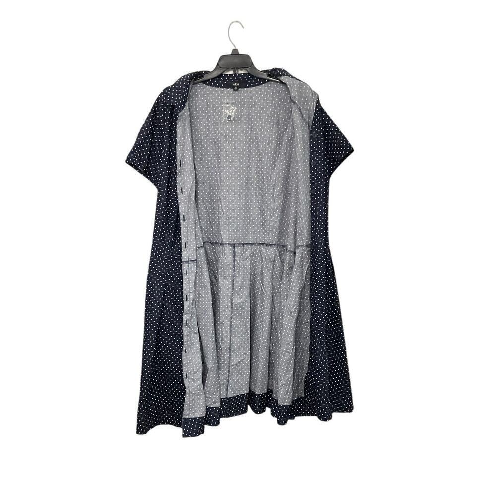 Ellos Sandy Button Shirt Dress Fit & Flare Navy/White Polka Dots Size 5X Plus - Picture 5 of 11